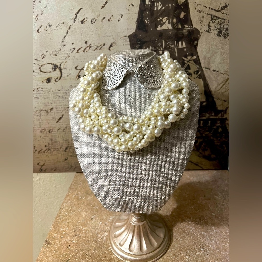 PEARL IMITATION ELEGANT MULTILAYER NECKLACE - Picture 5 of 7